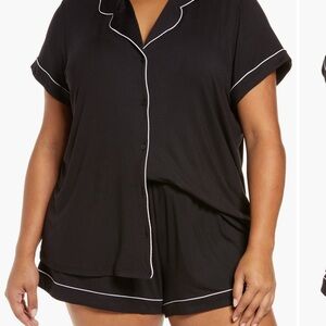 Nordstrom Black Short Sleeve Pajama Set with White Trim